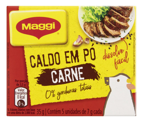 Caldo em Pó Carne Maggi Caixa 35g 5 Unidades