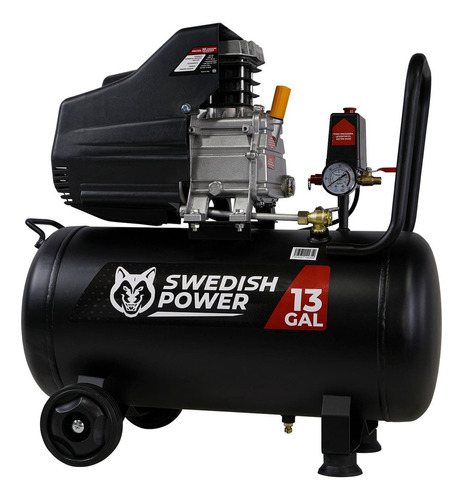 Compresor de aire eléctrico portátil Swedish Husky Power HKC50L 50L 3.5hp 110V 60Hz negro