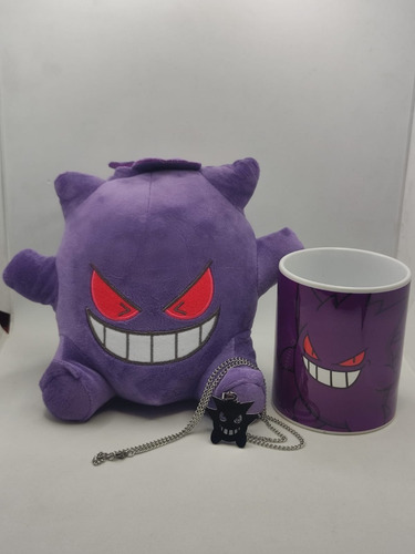 Imagen 2 de 2 de Peluche Pokemon Gengar Promo Más Taza Y Collar
