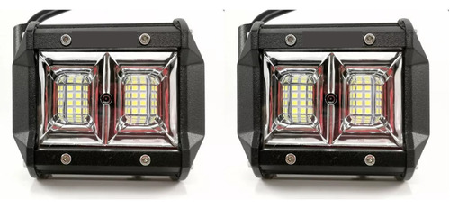 Par Faros 12 Led Dually Fijo Estrobo Auto Moto 100% Metal 