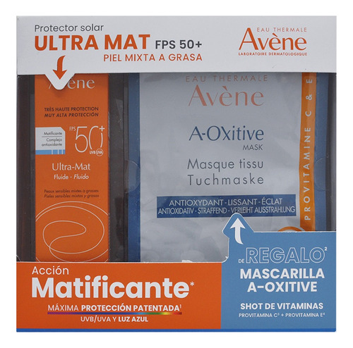 Kit Avene Bloq Ultra Mat Fps50+ 50ml + Mascarilla A Oxitive