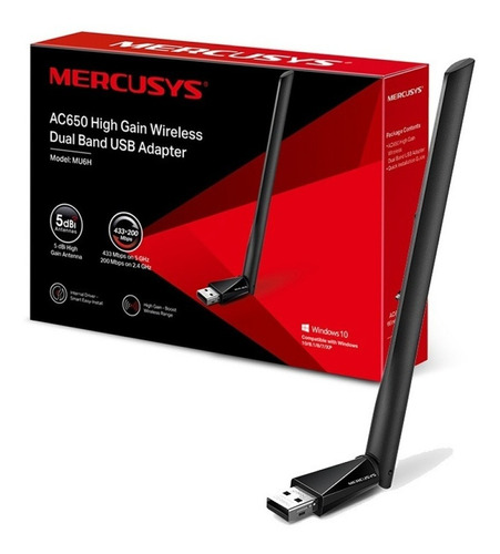 Tarjeta De Red Usb Mercusys Mu6h Dualband Ac650