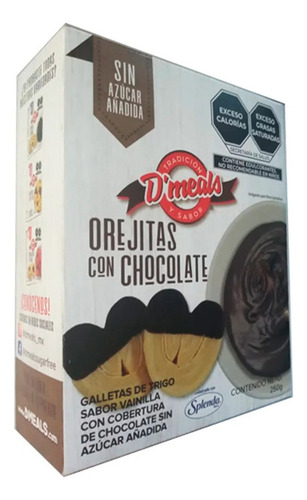 Galletas D'meals Orejitas Con Chocolate Sin AzĂșcar 250g