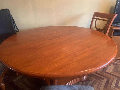 Juego De Comedor, Madera Maciza Mesa Redonda Grande 150 Cm