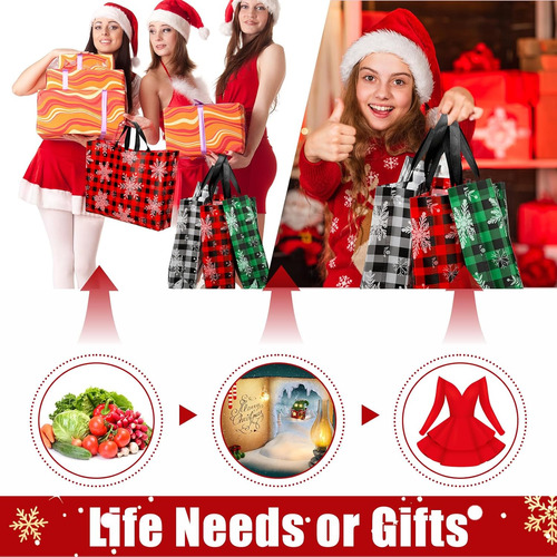 36 Bolsas De Regalo De Navidad Grandes Y Reutilizables De Ab