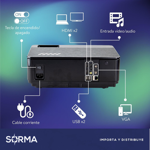 Imagen 4 de 10 de Proyector Starvision Hd 1080 Led 3500 Lumens Hdmi Usb