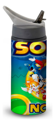 Squeeze Em Alumínio Com Canudo Retrátil Sonic Personalizada