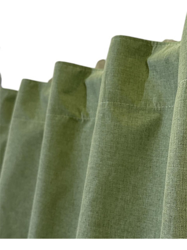 Pack 3 Paños De Cortinas Lino Blackout | 210x135 Verde Malva