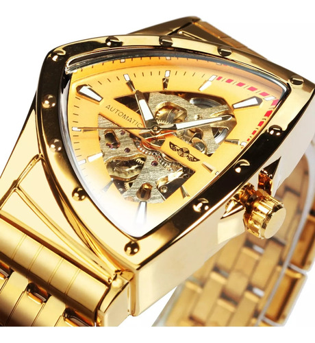 Reloj Automático Winner Skeleton Para Hombre Color De La Correa Dorado