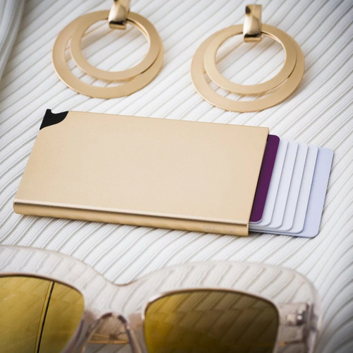 Tarjetero Card Slider Rfid - Walla Wallets - Champagne