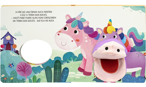 Livro O Unicórnio Feliz Com Fantoches Mammoth World Edição 1 Português 2023 Happy Books
