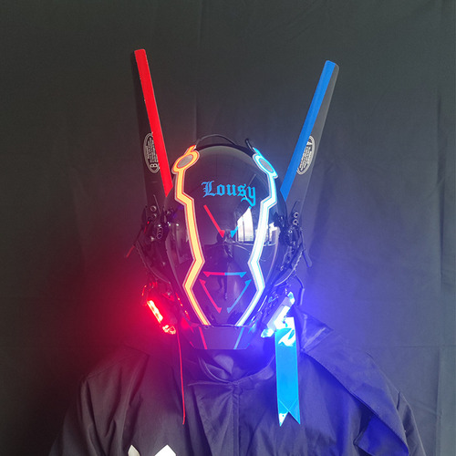 Cyberpunk Mask City Night Led Con Cierre En Forma De M, Colo