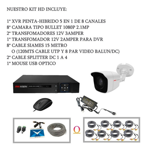 Imagen 2 de 2 de Kit 8 Camaras Bullet 2.1 Mp Full Hd 1080p Cctv Jwkvision