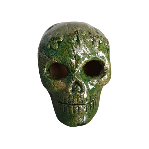 Calaveras De Barro Verde 4pz