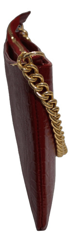 Cartera Mujer Muñequera Piel Charol Cadena Dorada Dama