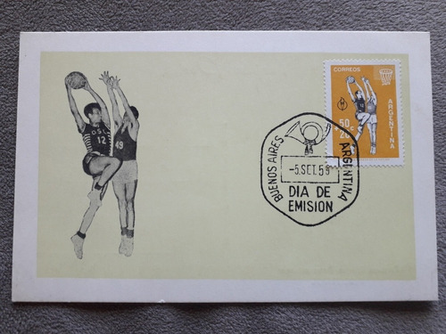 Tarjeta Postal Juegos Panamericanos Deporte Básquet 1959