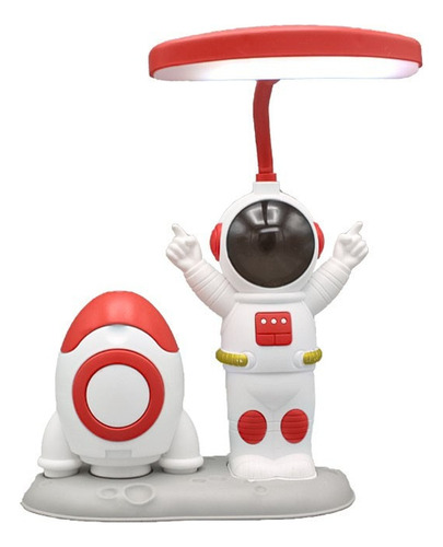 Velador Astronauta Led Sacapuntas Usb Lampara De Escritorio Azul Y Rojo