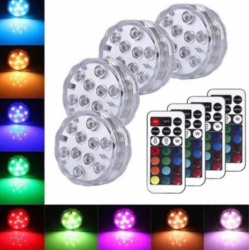 Luces Led  Piscina Sumergibles 10 Led Control Remoto