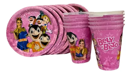 comprar Platos, Vasos Fiesta Temática 20 Invitados Bely Y Beto Rosa
