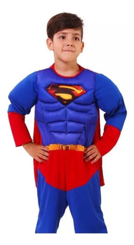 Disfraz Superman Musculos Con Capa Super Heroe
