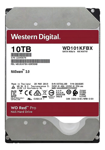 interno Western Digital WD Red Pro WD101KFBX 10TB rojo