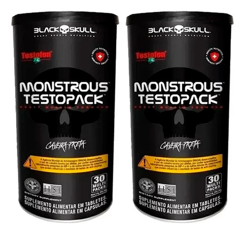 2x Monstrous Testopack 30 Packs Black Skull Sabor Sem Sabor