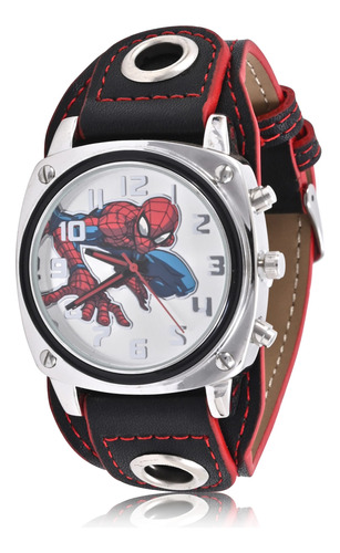 Reloj Analógico Spiderman Para Hombre Correa De Piel Sintéti