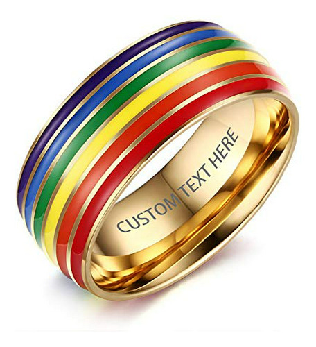 Anillos De Compromiso De Relación Arcoíris De Orgullo Gay De