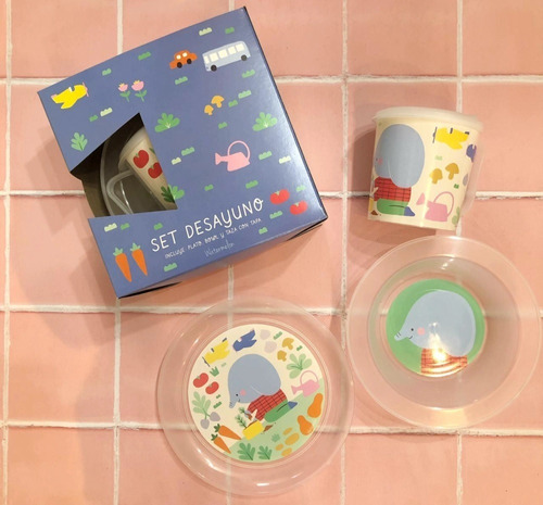 Set De Desayuno Infantil Animales Taza Plato Bowls 