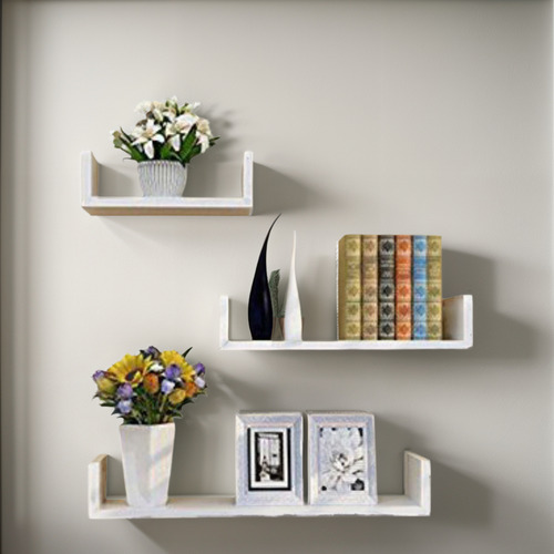 Set De 3 Repisas Flotantes De Pared Blanco