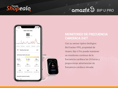Imagen 6 de 10 de Smartwatch Reloj Amazfit Basic Bip U Pro 1.43 Rosa Gps -*