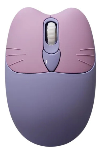 Kit Teclado Mouse Inalámbrico Español Qwerty Gatito Kawaii Violeta Violeta