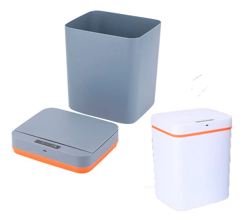 Tacho Cesto Basura Autom Apertura Sin Contacto Recarg Sensor Color Gris