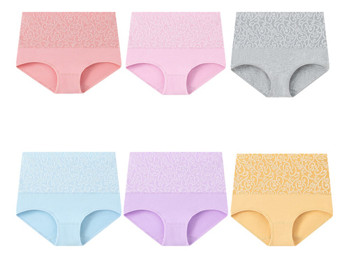 Calzoncillos De Algodón De Cintura Alta Para Mujeres 6 Pieza