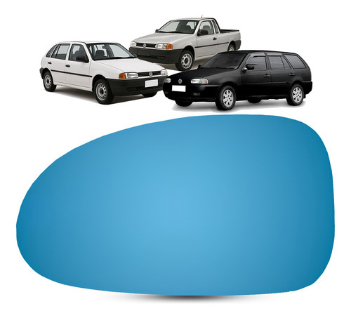 Lente Espelho Retrovisor Com Base Gol G2 Azul Lado Esquerdo