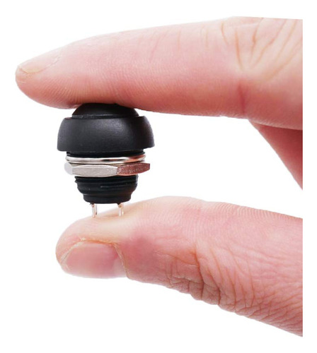 10 Piezas - Pbs-33b Mini Push Button Boton Contra Agua 12mm Color Negro