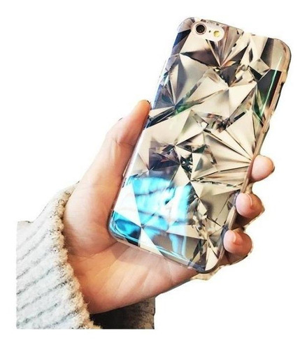 Funda Para iPhone Diamantes Piedra Preciosa Brillo Platinado