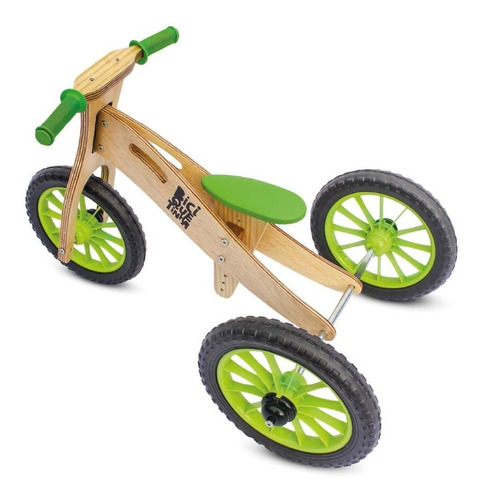 Triciclo 2 Em 1 Vira Bicicleta De Equilíbrio Wooden Verde
