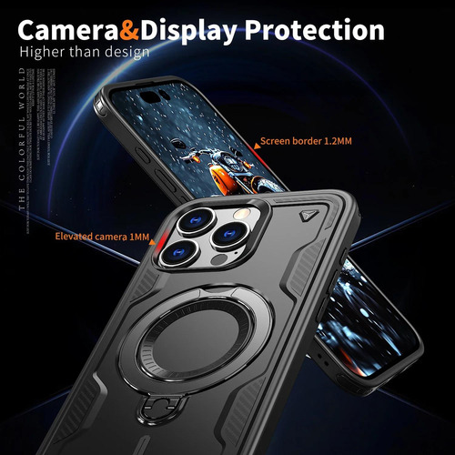 Funda Armor Magsafe Para iPhone 16, 13, 12, 14, 15 Pro Max Plus, Carga Inalámbrica, 360 Grados, Anillo Atril, A Prueba De Golpes