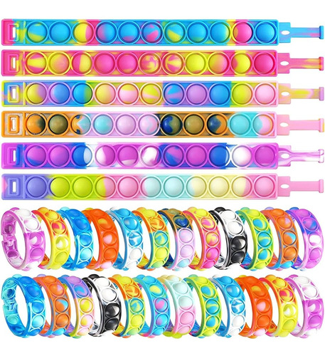 120 Piezas Random Pop Fidget Toy Fidget Bracelet, Juguetes S