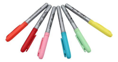 Plumones Permanentes Bic Marking Punto Fino 6 Pzs. Dif Color
