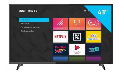 Imagem 1 de 5 de Smart Tv Led 43 Polegadas Aoc 3 Hdmi 1 Usb Wi-fi 43s5195/78g