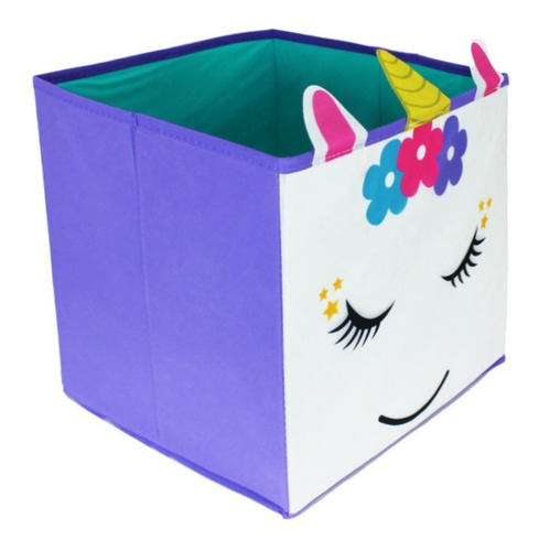 Imagen 2 de 3 de Caja Cesto Organizador Plegable De Unicornio De Almacenaje