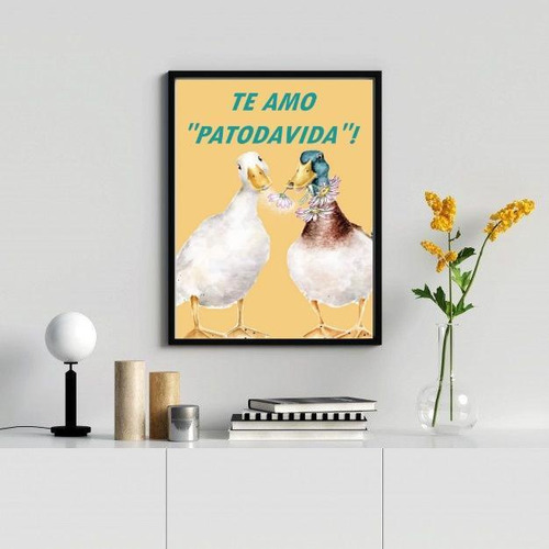 Quadro Decorativo Te Amo Patodavida 24x18cm - Com Vidro