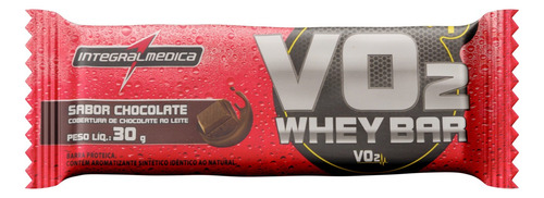 Barra de Proteína Chocolate Cobertura Chocolate ao Leite Integralmedica VO2 Whey Bar Pacote 30g