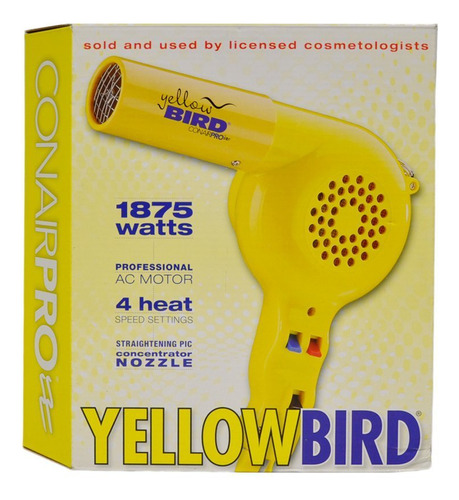 Conair Secador De Pelo Pro Yellow Bird (modelo: Yb075w)