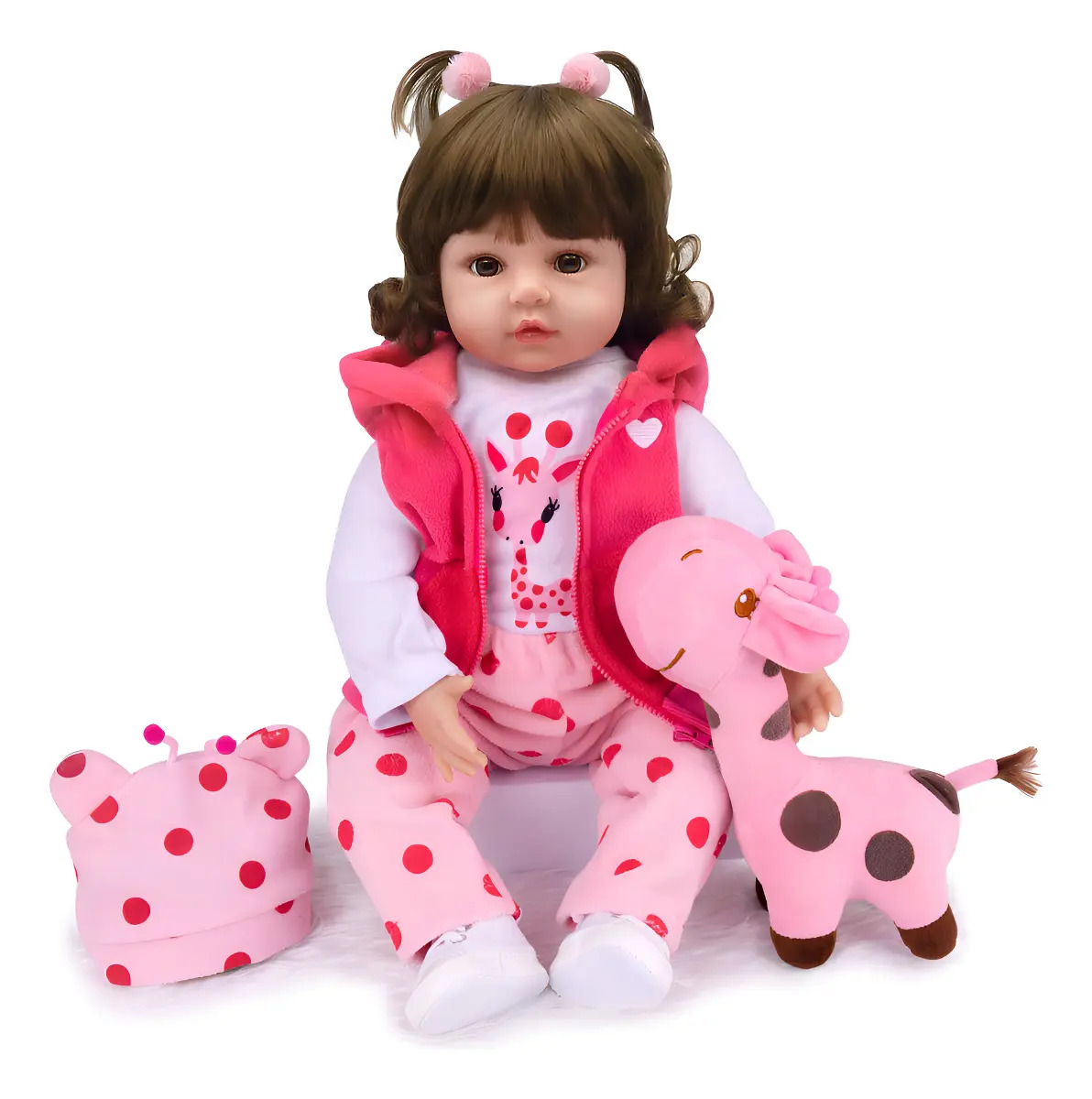 Brastoy Bebê reborn Boneca Silicone Pijama Boneca 48cm com acessório