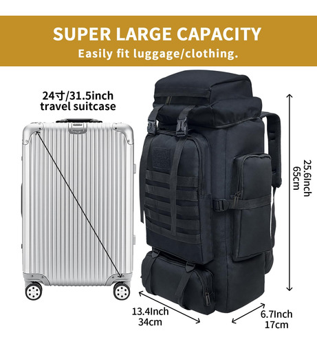 Mochila De Senderismo 80l Impermeable Para Camping Y Viajes