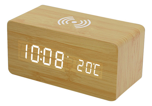 Nuevo Reloj Despertador Digital De Madera Con Carga