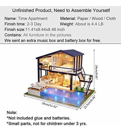 Imagen 3 de 8 de Unihobby Diy Miniatura Casa De Muñecas Kit Time Apartment